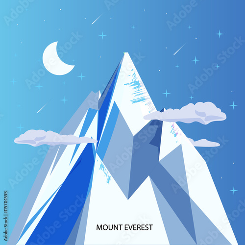 Dekoracja na wymiar  mount-everest-z-czystym-nocnym-niebem-i-gwiazda-najwyzsza-gora-in