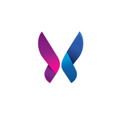 Poster - purple butterfly logo modern beauty vector brand, abstract red butterfly gradient shape. beautiful c