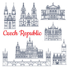 Czech republic thin line travel landmarks
