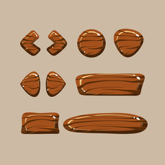 Poster - Set of Cartoon Wooden Buttons