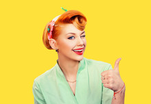 Pin Up Girl Showing Like Sign Gesture