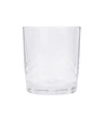 An empty etched glass tumbler isolated on a white background