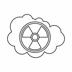 Poster - Cloud and radioactive sign icon in outline style isolated vector illustration