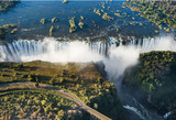 View of the Falls from a height of bird flight. Victoria Falls. Mosi-oa-Tunya National park.Zambiya. and World Heritage Site. Zimbabwe.