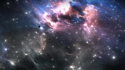 Wall Mural - space flight through nebula. space travel.