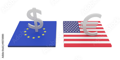 Fotografie, Obraz transatlantic investment, EU and USA, 3d illustration