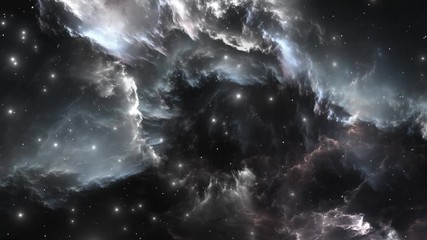 Wall Mural - Space Flight Through Nebula. White Dwarf in Nebula