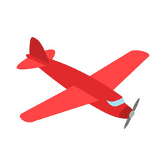 Poster - Red plane icon in isometric 3d style isolated on white background. Air transport symbol