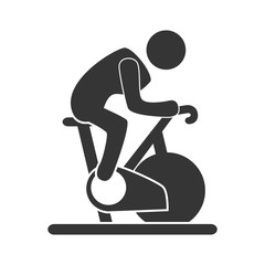 Sticker - Man doing exercise pictogram design, isolated flat icon vector illustration.