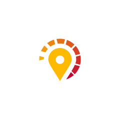 Fototapete - Location logo. Navigation logo. Navigator logo. Map logo. Mark logo. Designation logo. Stop logo. Marking logo. Pointer logo. Point logo. Starting logo. Orange logo. Red logo. Abstract logo. 