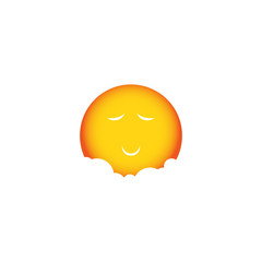 Poster - Orange sun in clouds. Sleeping orange sun. Cute picture of sun. Vector sun head. Gingerbread Man. Smiling sun. Logo of the sun. Yellow sun. Laughing sun. Sun goes to sleep. Vector sun. Sunny sun icon.