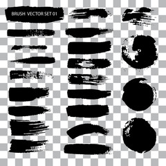 Poster - Set of brush stroke vector stains isolated
