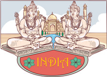 Vector Illustration Of A Maha Shivaratri And Taj Mahal.