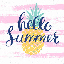 Hello Summer Card With Pineapple