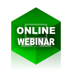 Poster - online webinar cube icon, green modern design web element