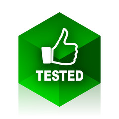 Poster - tested cube icon, green modern design web element