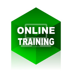 Poster - online training cube icon, green modern design web element
