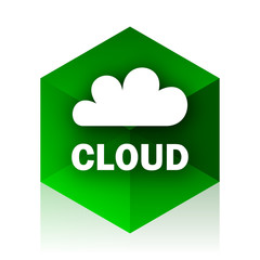Poster - cloud cube icon, green modern design web element
