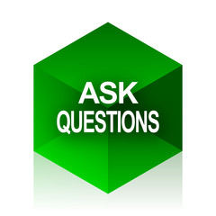 Poster - ask questions cube icon, green modern design web element
