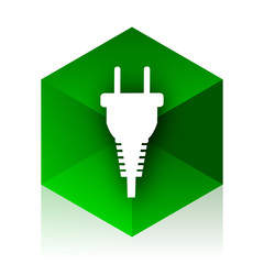 Poster - plug cube icon, green modern design web element