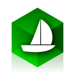 Aufkleber - yacht cube icon, green modern design web element
