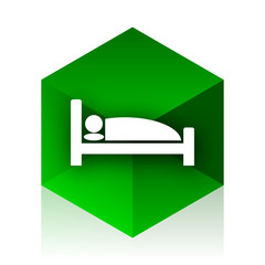 Poster - hotel cube icon, green modern design web element