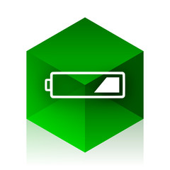 Poster - battery cube icon, green modern design web element