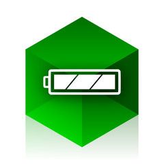 Poster - battery cube icon, green modern design web element