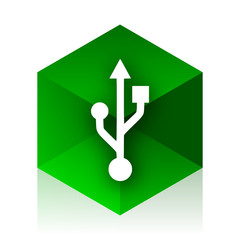 Poster - usb cube icon, green modern design web element