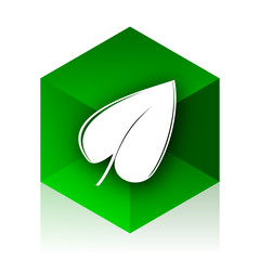 Poster - leaf cube icon, green modern design web element