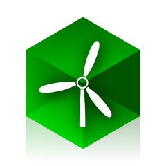 Poster - windmill cube icon, green modern design web element