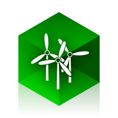 Poster - windmill cube icon, green modern design web element