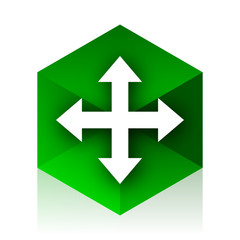 Poster - arrow cube icon, green modern design web element