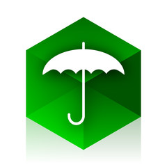 Poster - umbrella cube icon, green modern design web element