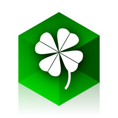 Aufkleber - four-leaf clover cube icon, green modern design web element