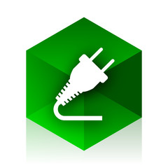 Poster - plug cube icon, green modern design web element