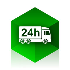 Aufkleber - delivery cube icon, green modern design web element