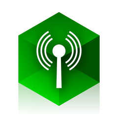 Poster - wifi cube icon, green modern design web element