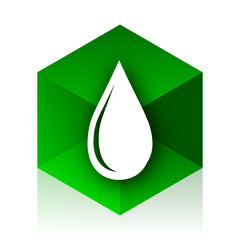 Poster - water drop cube icon, green modern design web element