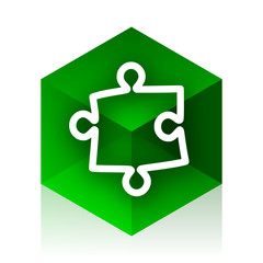 Poster - puzzle cube icon, green modern design web element