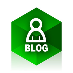 Poster - blog cube icon, green modern design web element