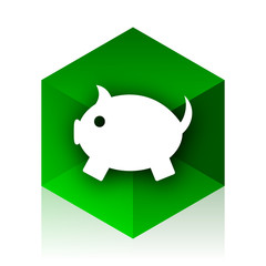 Aufkleber - piggy bank cube icon, green modern design web element