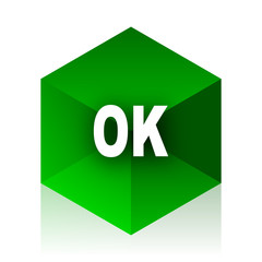 Poster - ok cube icon, green modern design web element