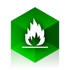 Aufkleber - flame cube icon, green modern design web element