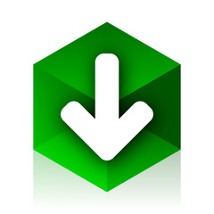 Aufkleber - download arrow cube icon, green modern design web element