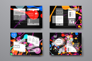 Set of brochure, poster design templates in healthcare style