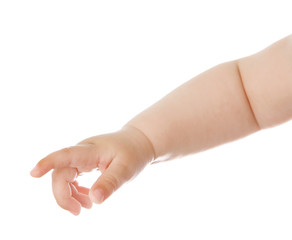 Wall Mural - Baby hand, isolated on white