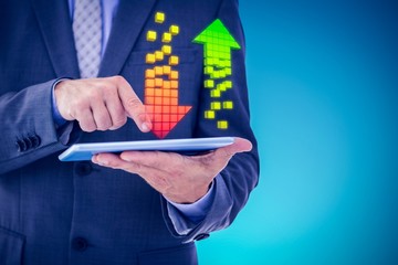 Poster - Composite image of businessman using tablet pc