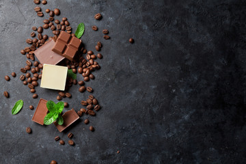 Wall Mural - Chocolate and coffee beans