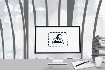 Poster - Composite image of image of a desk with computer